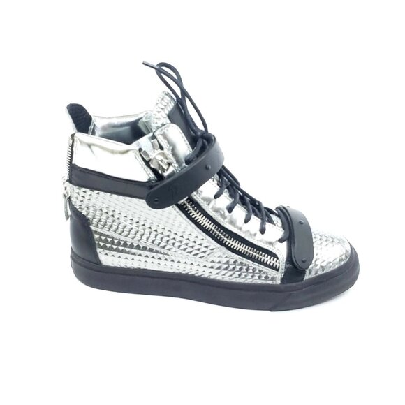 Giuseppe Zanotti Diamond Embossed High-Top Sneakers Womens EUR 38.5 US 8–8.5 - Picture 8 of 9